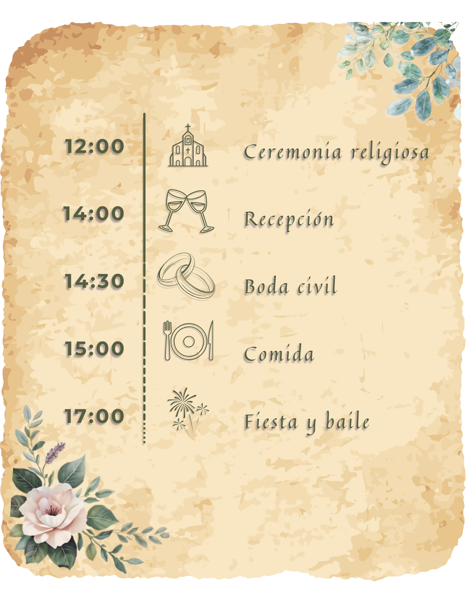 Itinerario de la boda